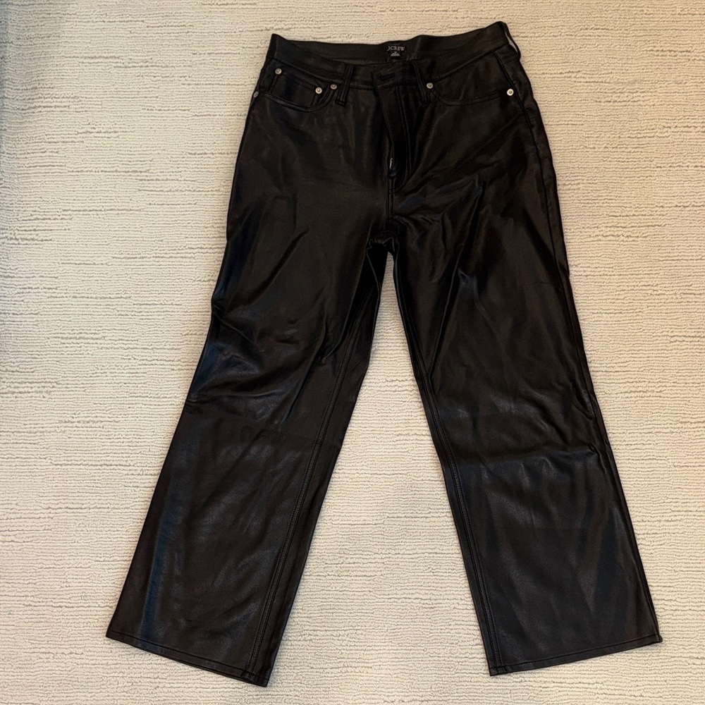 J. Crew Black Leather-Style Ankle Length Faux Leather Pant - size 28 - worn 1x